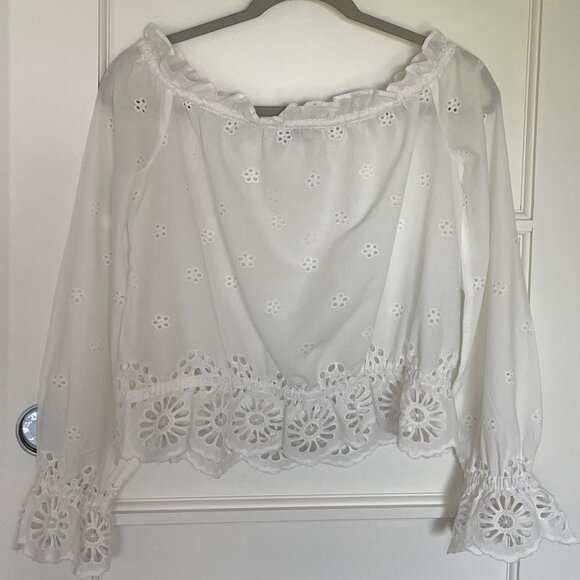 Rebecca Minkoff Anthea Eyelet Off-Shoulder Top – Size Small - Picture 3 of 9